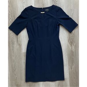 Tahari (ASL) Bar Keyhole Neck A-Line Dress